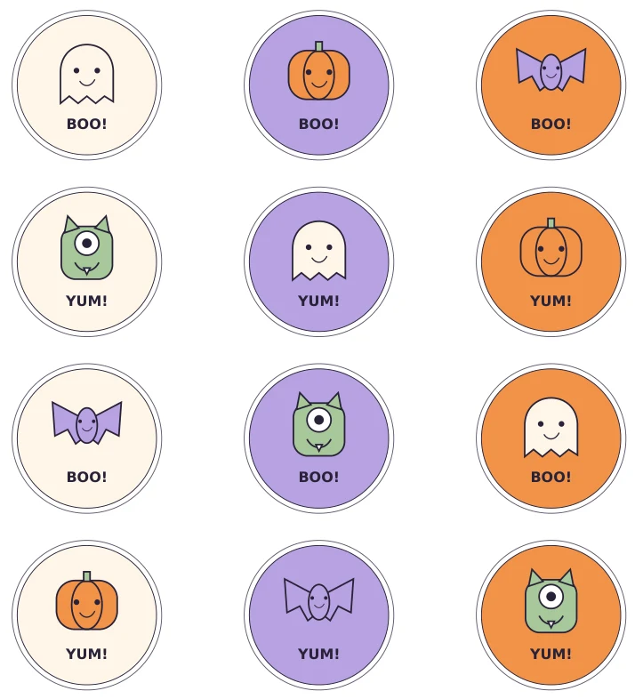 Twelve printable cupcake toppers